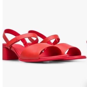 NIB Camper Katie Block Ankle Strap Sandals Heels in Red